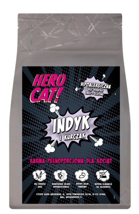 Hero Cat Indyk z kurczakiem kociąt 1,5kg